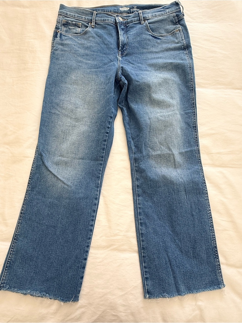 Old Navy Medium Blue Wide-Leg Jeans with Frayed Hem